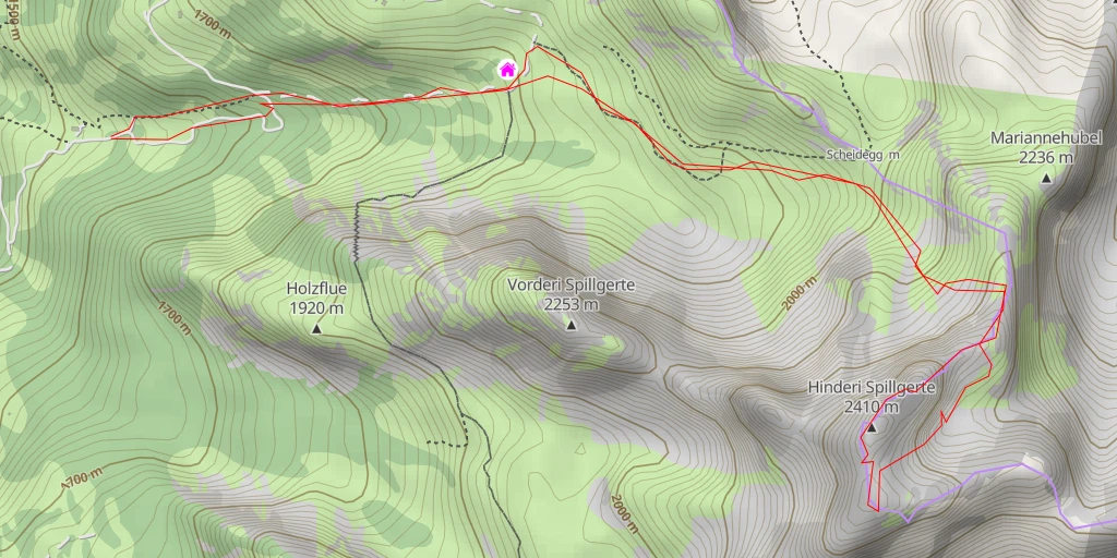 Map of the trail for  Hinderi Spillgerte en Traversée