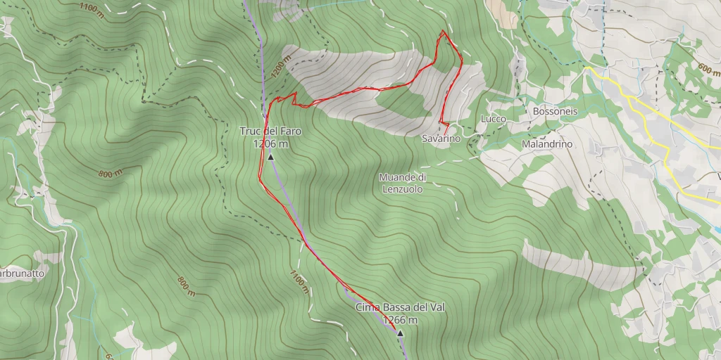 Map of the trail for Cima Bassa del Val