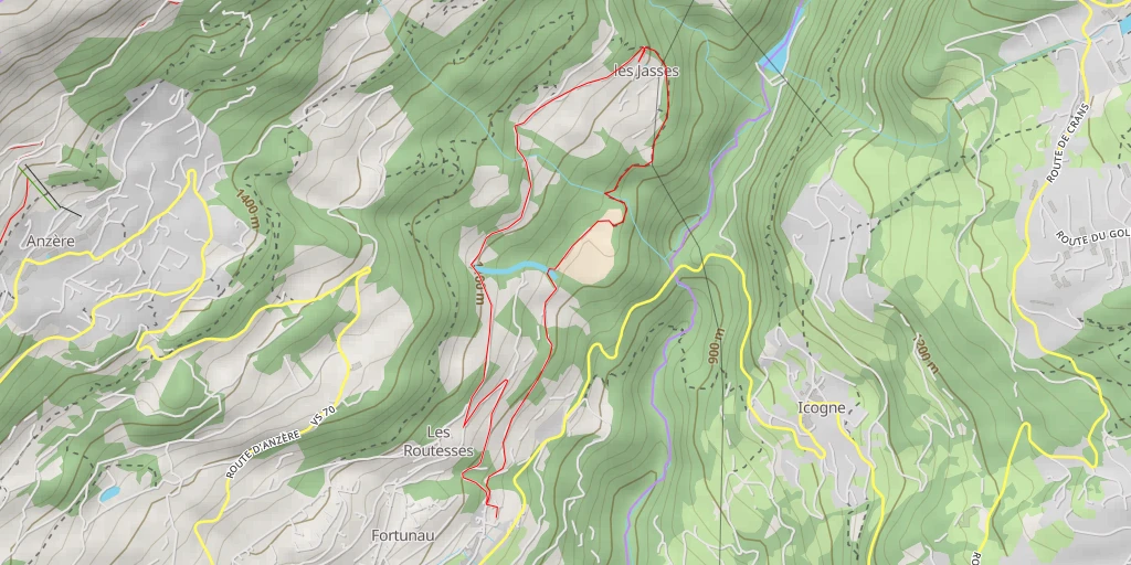 Carte de l'itinéraire :  Routes des Jasses - Ayent