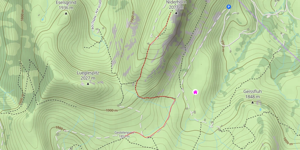 Map of the trail for Niderhorn