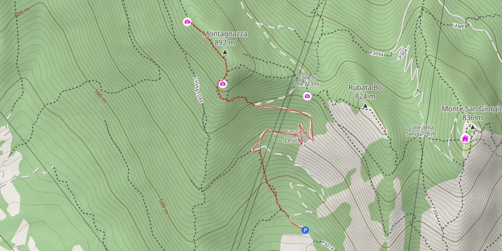 Map of the trail for Montagnazza