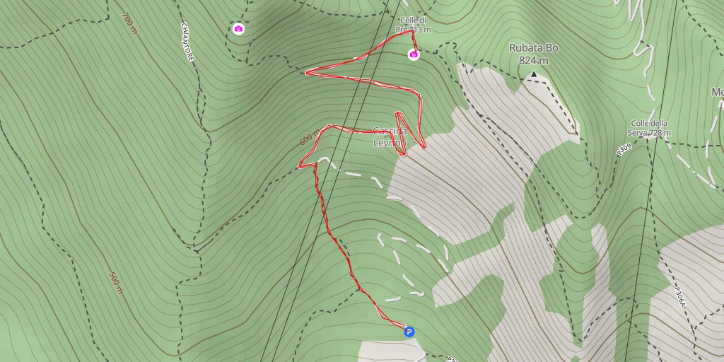 Carte de l'itinéraire :  Colle di Pré