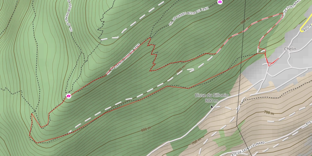 Carte de l'itinéraire :  Chemin du Grand Bisse de Lens