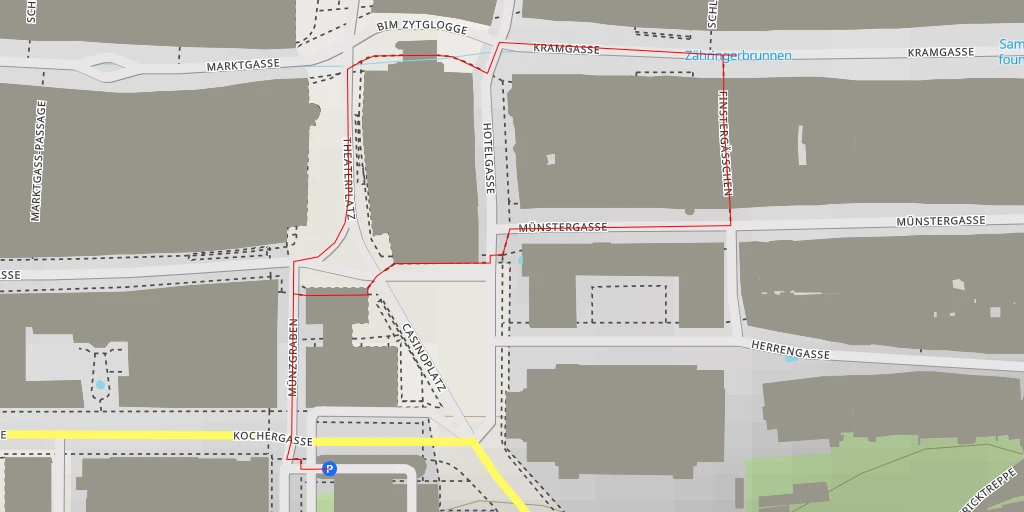 Map of the trail for Zähringerbrunnen