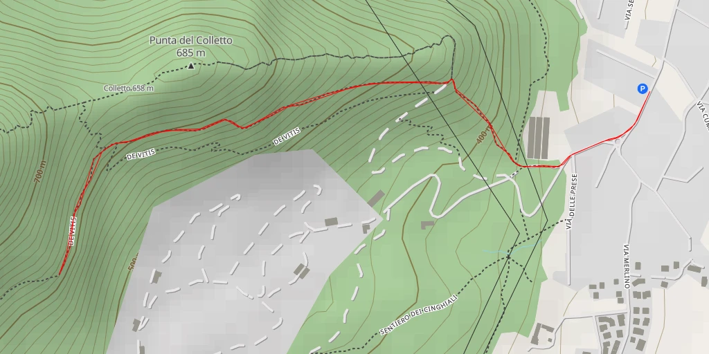 Map of the trail for De Vitis - Sangano