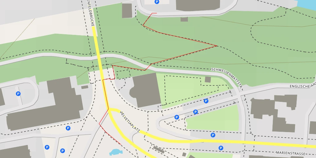 Carte de l'itinéraire :  Welttelegraphen-Denkmal - Helvetiaplatz - Bern