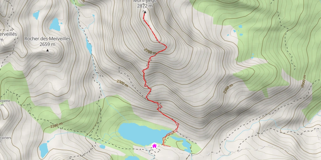 Map of the trail for Mont Bégo