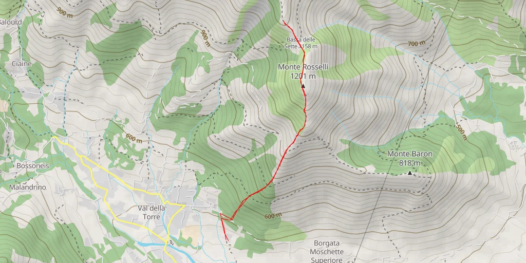 Map of the trail for Decollo Monte Rosselli (spalla)