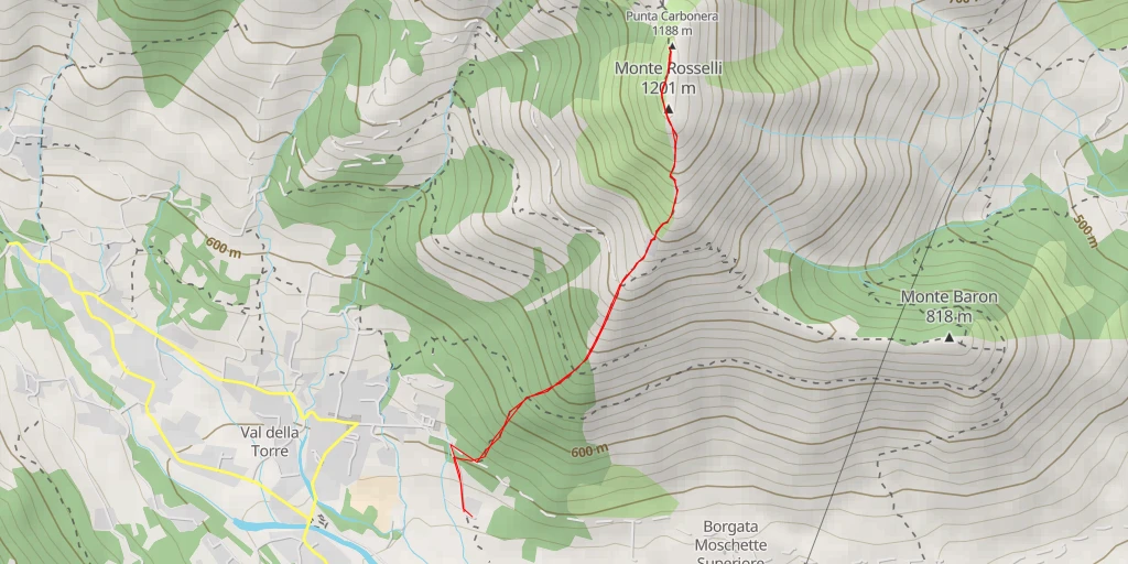 Map of the trail for Punta Carbonera