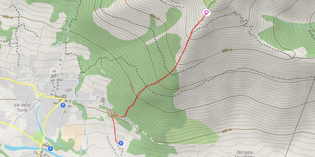 Carte de l'itinéraire :  Direttissima per il Monte Rosselli