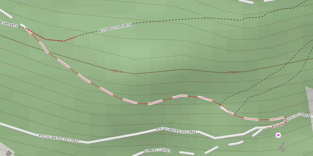 Map of the trail for Sentier du bisse de Tsa Crêta - Mont-Noble