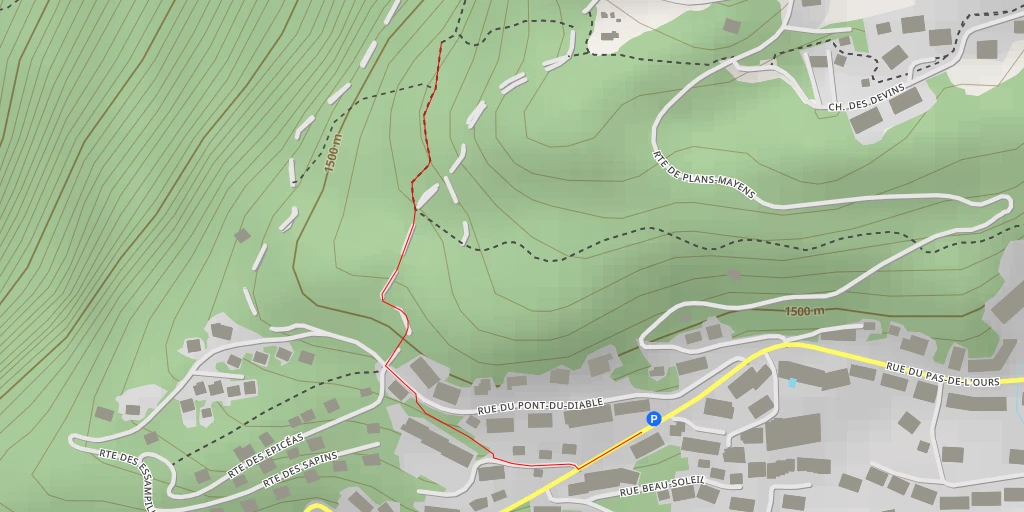 Carte de l'itinéraire :  Bisse du Ro