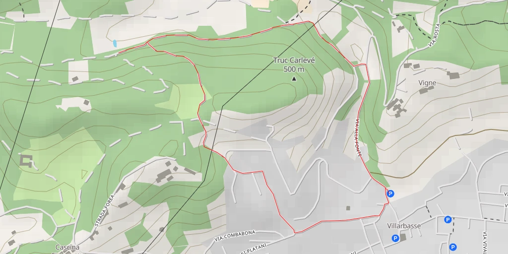 Map of the trail for Strada Comunale da Reano a Rivoli