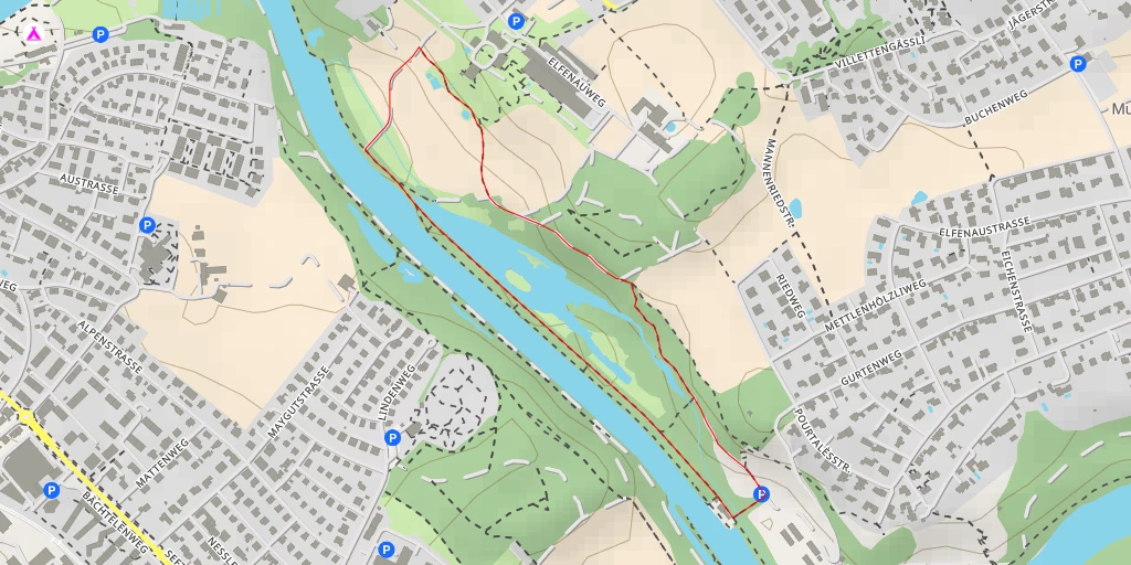 Map of the trail for Elfenauweg - Bern