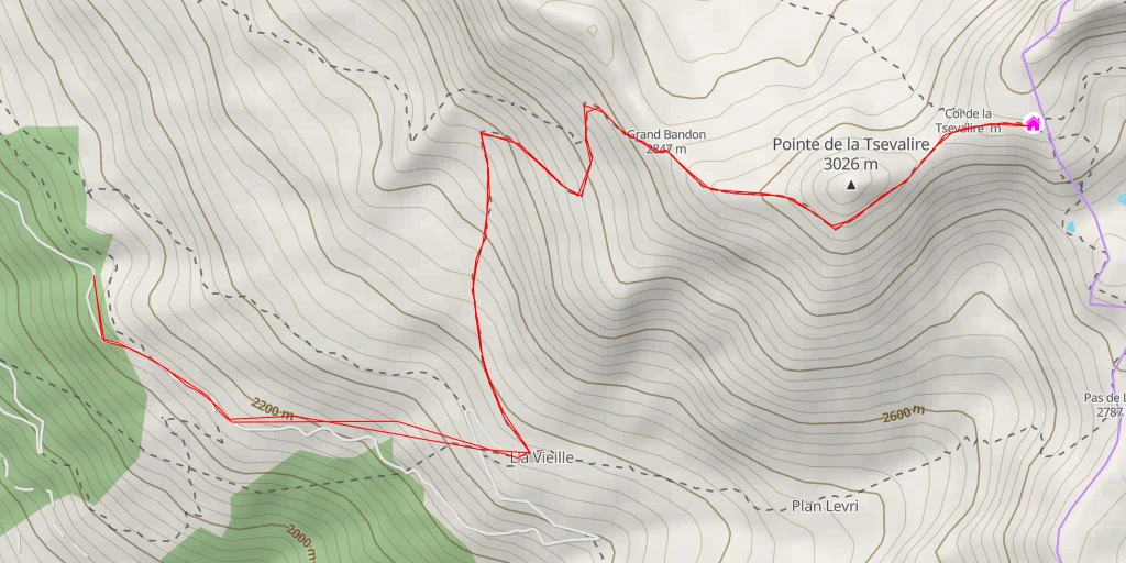 Carte de l'itinéraire :  Cabane Becs de Bosson