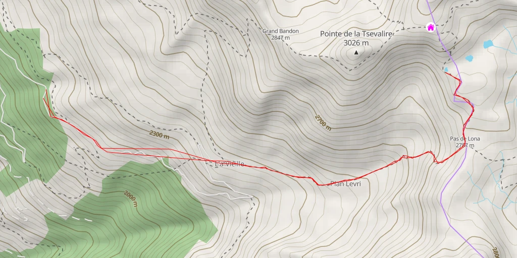 Map of the trail for Route de l'A Vieille - Saint-Martin (VS)