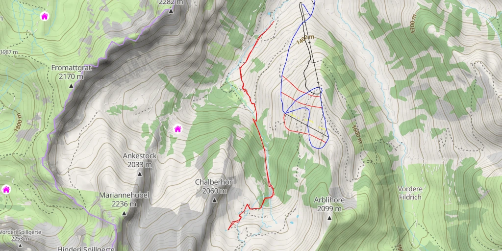 Map of the trail for Der Rote Brunnen, Grimmiwasser - Fermel - St. Stephan