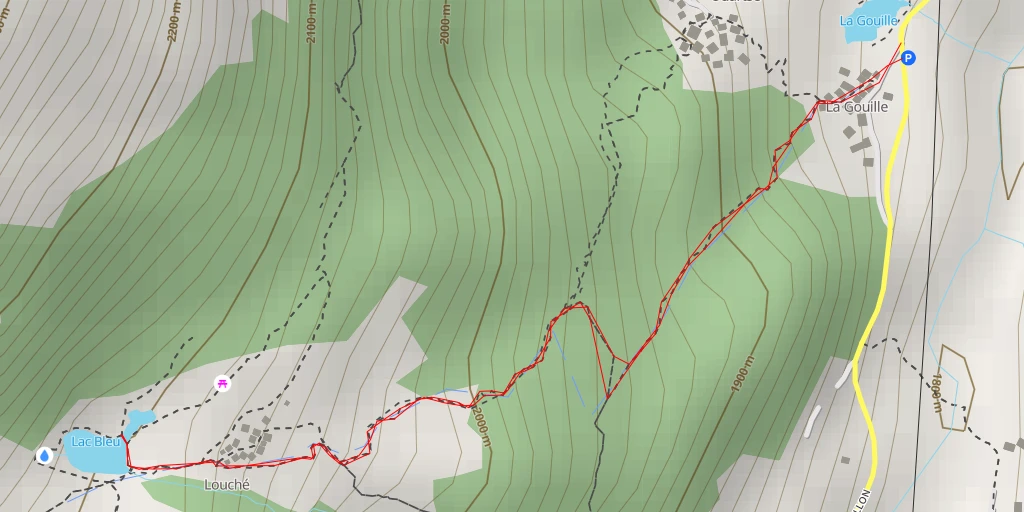 Map of the trail for Lac Bleu