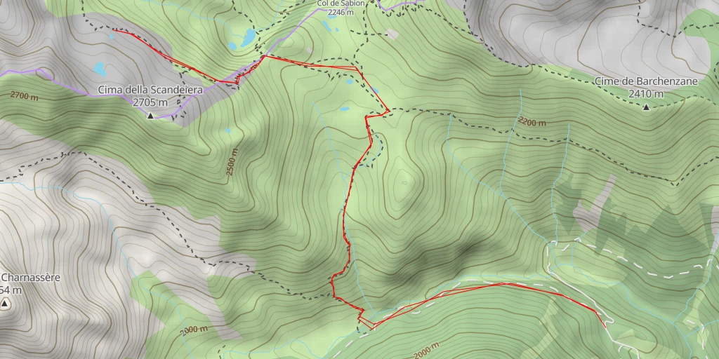 Carte de l'itinéraire :  Lago Bianco dell'Agnel