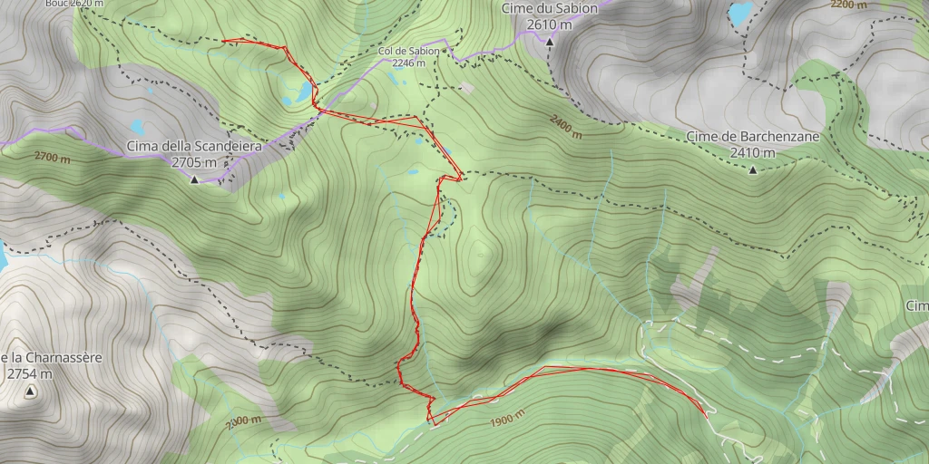 Carte de l'itinéraire :  Lago Bianco dell'Agnel