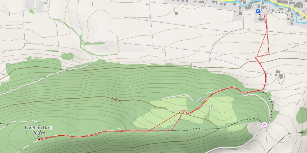 Carte de l'itinéraire :  Forêt du Droit