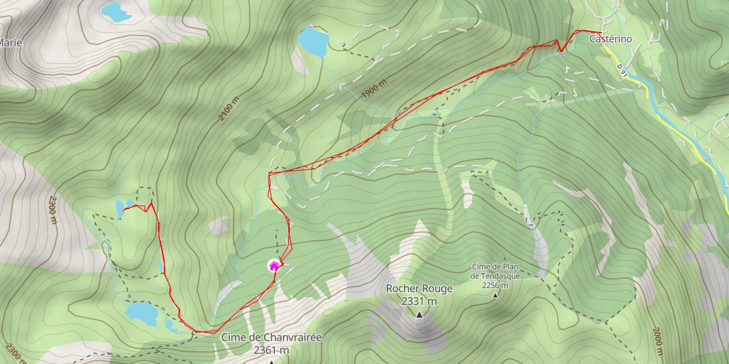 Map of the trail for Lacs Jumeaux