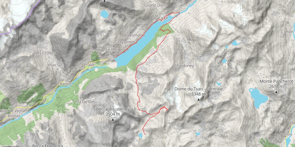 Map of the trail for  Traversée Bivouac Reboulaz -> Places Moulin par le col de Livournea