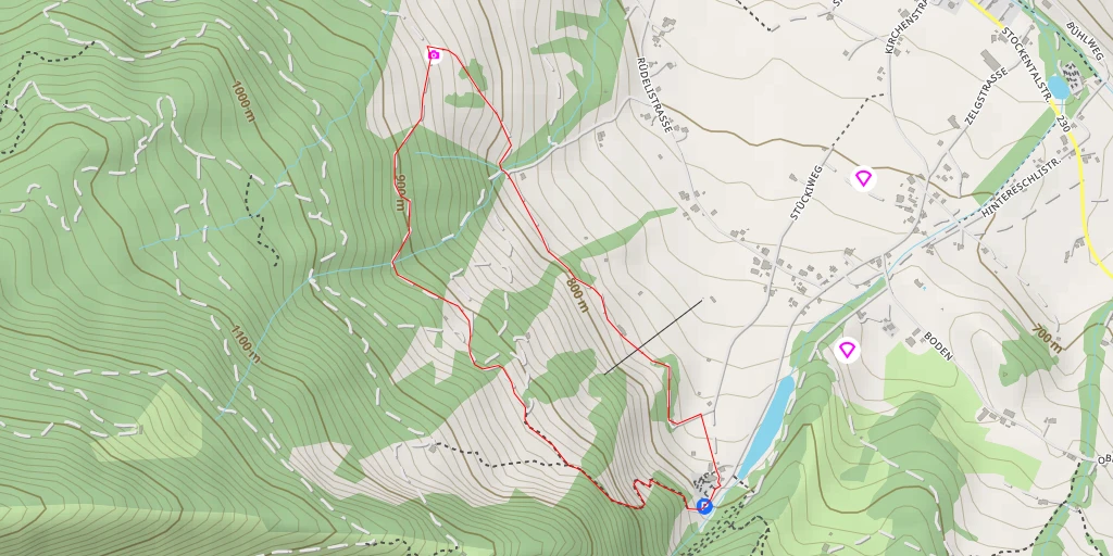 Map of the trail for Rain 855m - Blumenstein