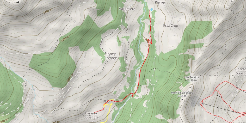 Carte de l'itinéraire :  Strada Vicinale da Porliod a Praz