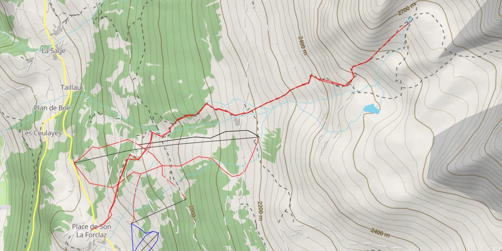 Map of the trail for Lac du Tsaté