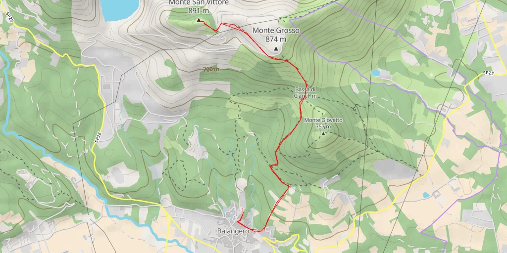 Carte de l'itinéraire :  Monte San Vittore