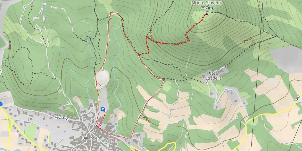 Carte de l'itinéraire :  Monte Giovetto