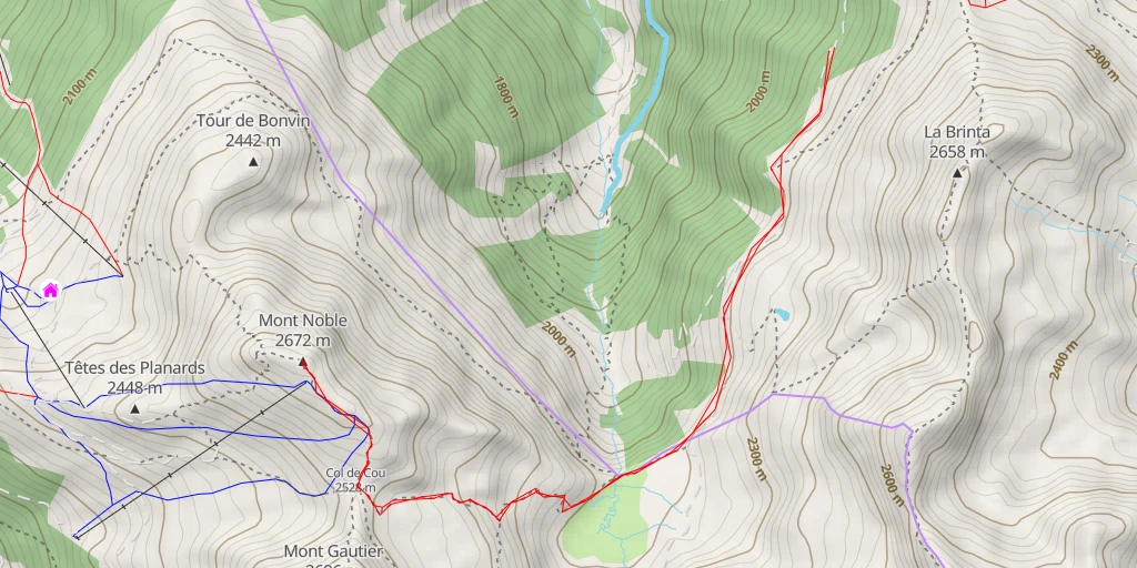 Map of the trail for Mont Noble