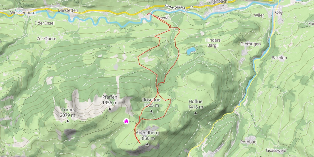 Map of the trail for Abendberg de Ringholdigen