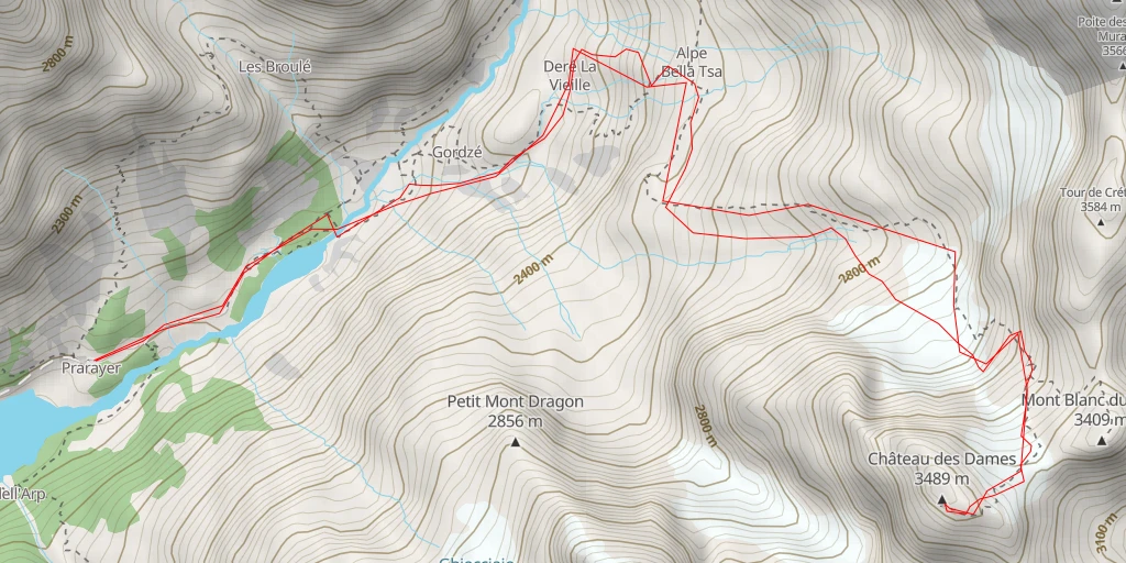 Map of the trail for Château des Dames Par Prarayer