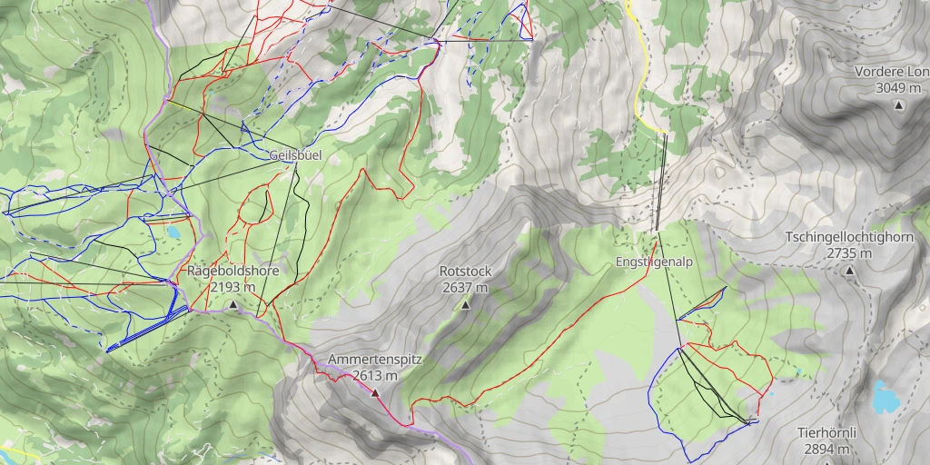 Map of the trail for Ammertenspitz Arête NW (Äugigrat), traversée Adelboden >> Engstligenalp