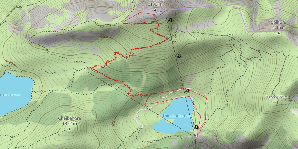 Map of the trail for Stockhorn (Bern) Arête W, voie "Chumm und lueg"