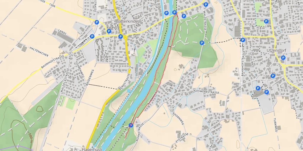 Carte de l'itinéraire :  Rohnstrasse