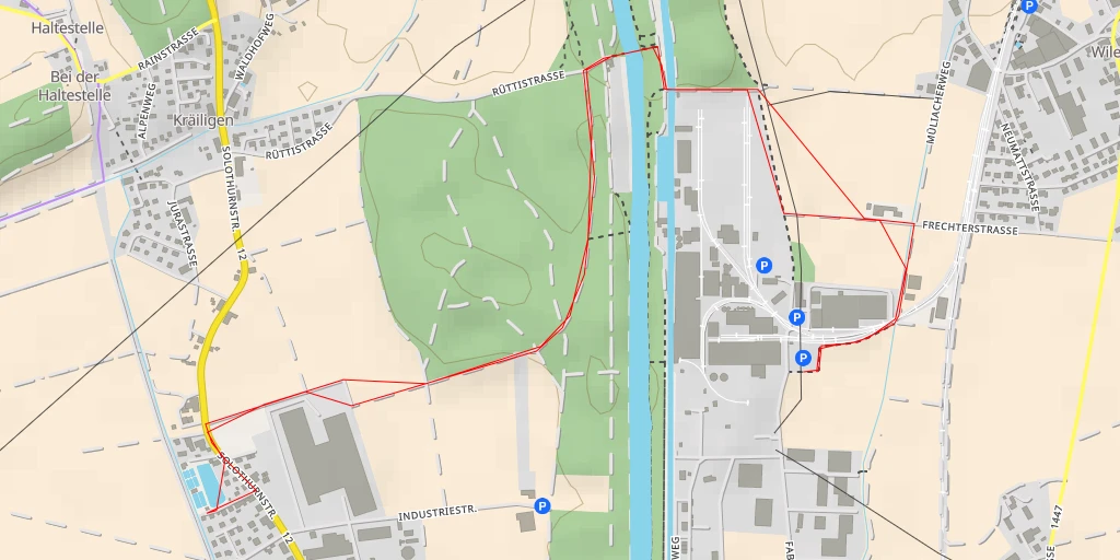 Map of the trail for Solothurnstrasse