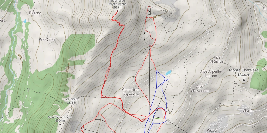 Map of the trail for Anticima del Monte Meabé