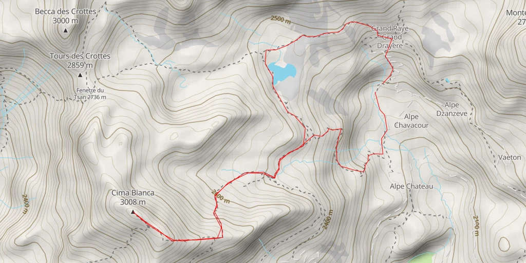 Map of the trail for Cima Bianca