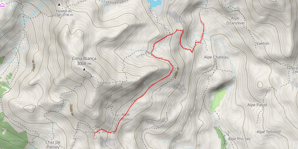 Map of the trail for Sentiero Col Tsomioy - Sentiero Col Tsomioy - Torgnon