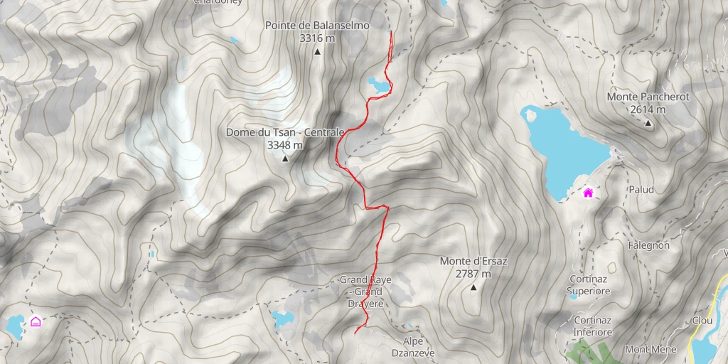 Map of the trail for Valtournenche