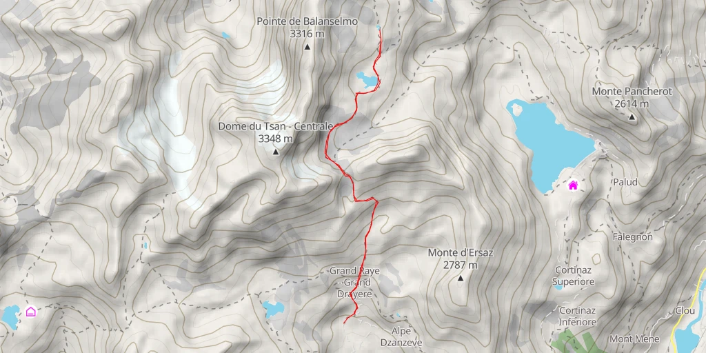 Map of the trail for Valtournenche