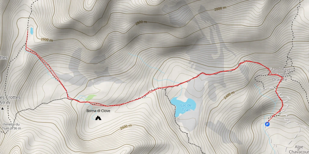 Carte de l'itinéraire :  Cabane du Tsan - Torgnon