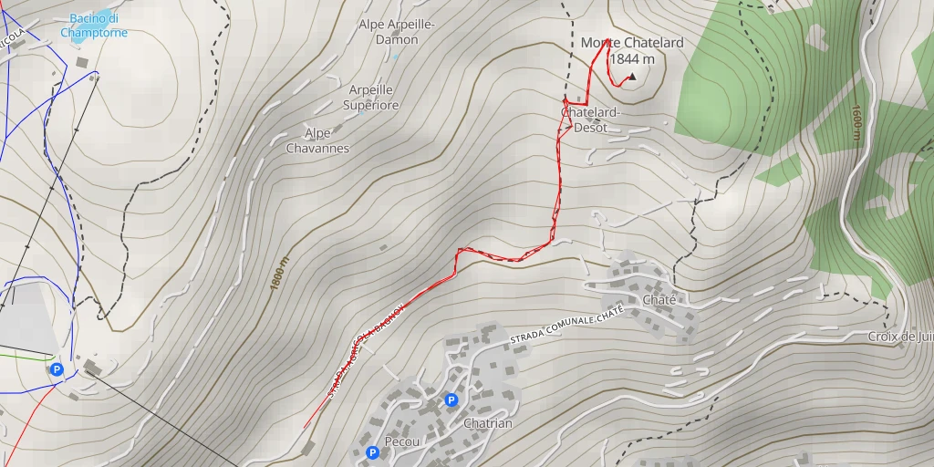 Map of the trail for Monte Chatelard