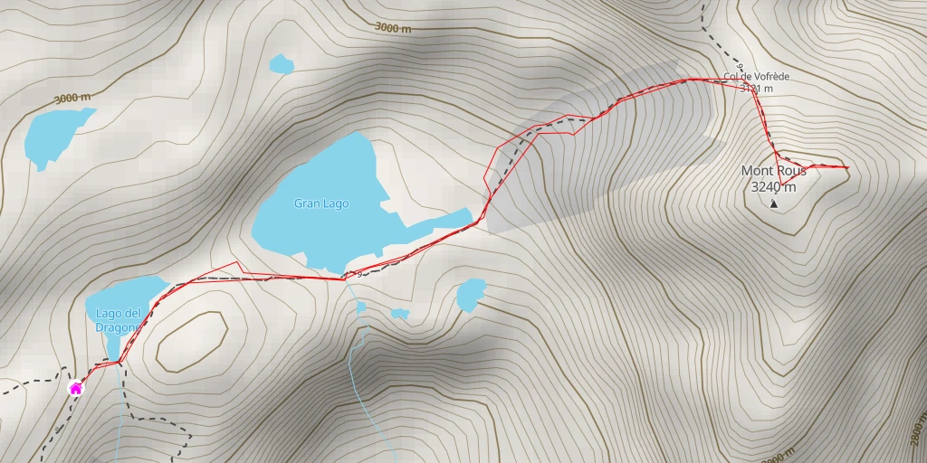 Map of the trail for Mont Rous depuis le refuge Perruca-Vuillermoz