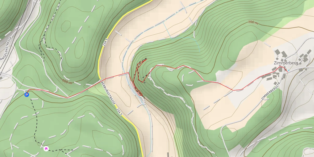 Map of the trail for Zimmerbergstrasse