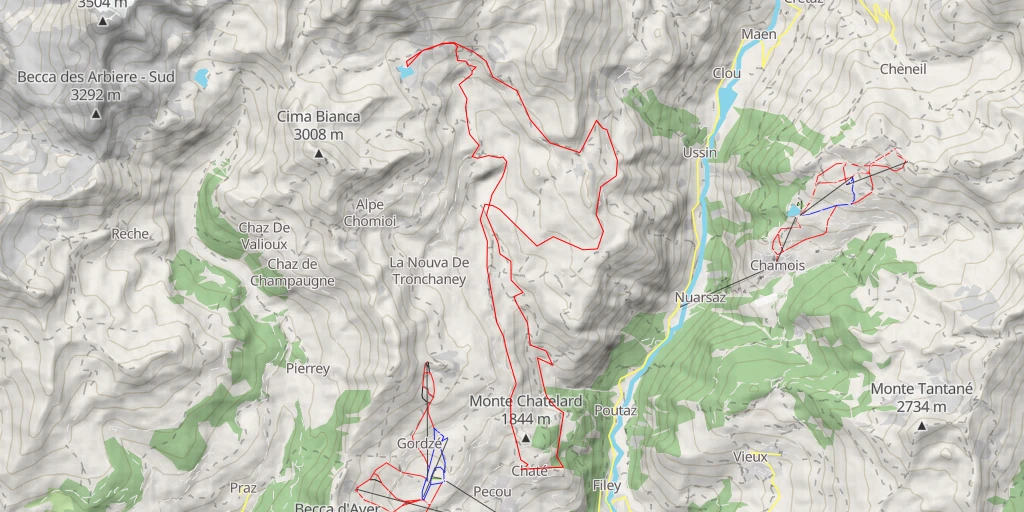 Map of the trail for Lac de Tsan Par Chavacour retour par la Fenêtre d'Ersaz