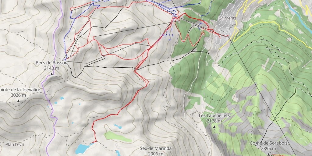 Map of the trail for Chemin de Sotier - Anniviers